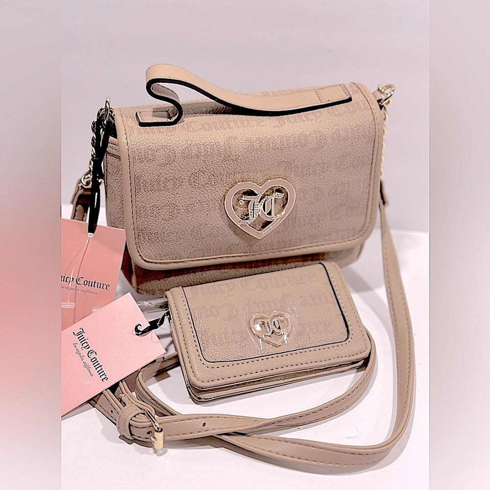 Juicy Couture Gothic Dots Cafe Flap Crossbody Bag With Matching Wallet